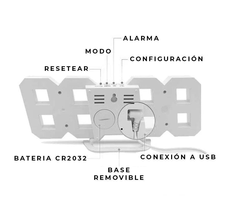 Reloj LED 3D minimalista