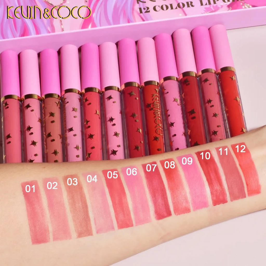 Set de 12 Labiales Mate Líquido - Kevin&Coco
